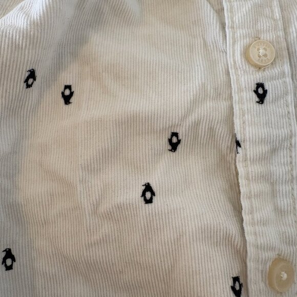 OshKosh B'gosh long sleeve button down shirt white penguins 24m toddler baby - Picture 3 of 7